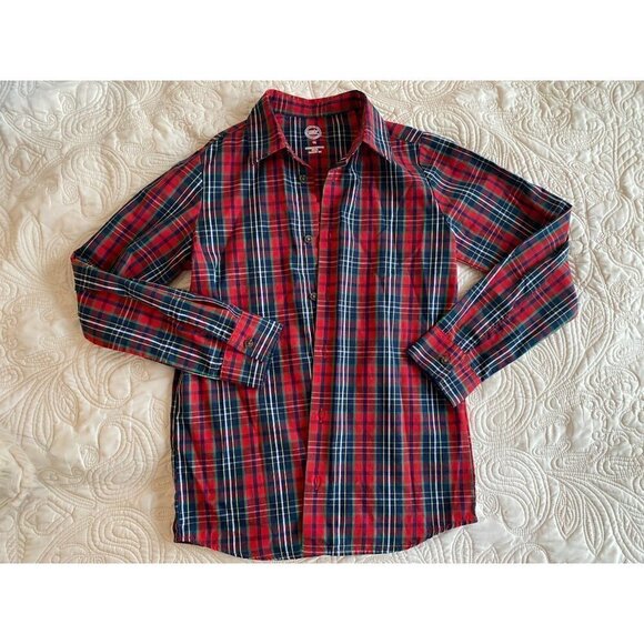 Wonder Nation Classic Red Plaid Long Sleeve Button Down Collared Shirt Size 12 - Picture 6 of 6